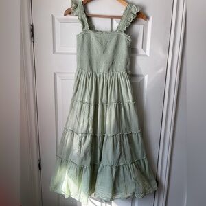 J.Crew Swiss Dot Smocked Midi Dress Sage Green XXS